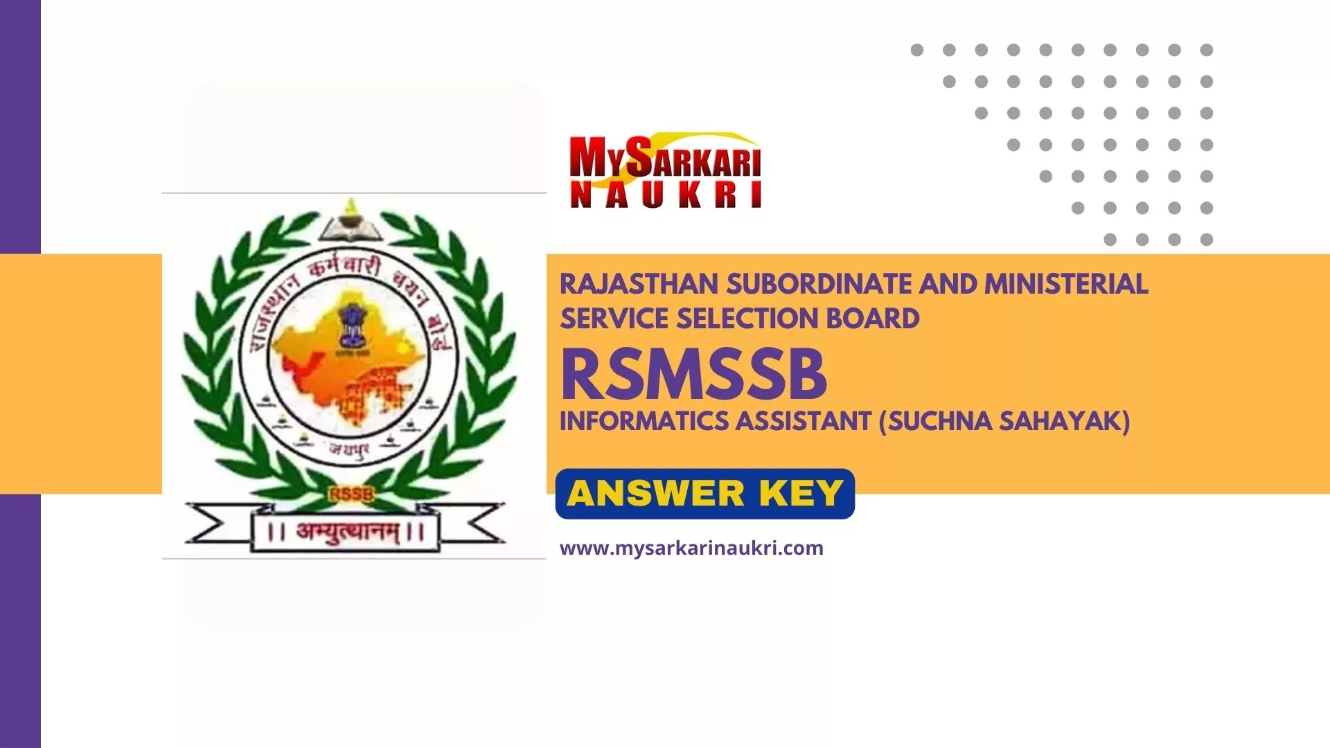RSMSSB Informatics Assistant Answer Key