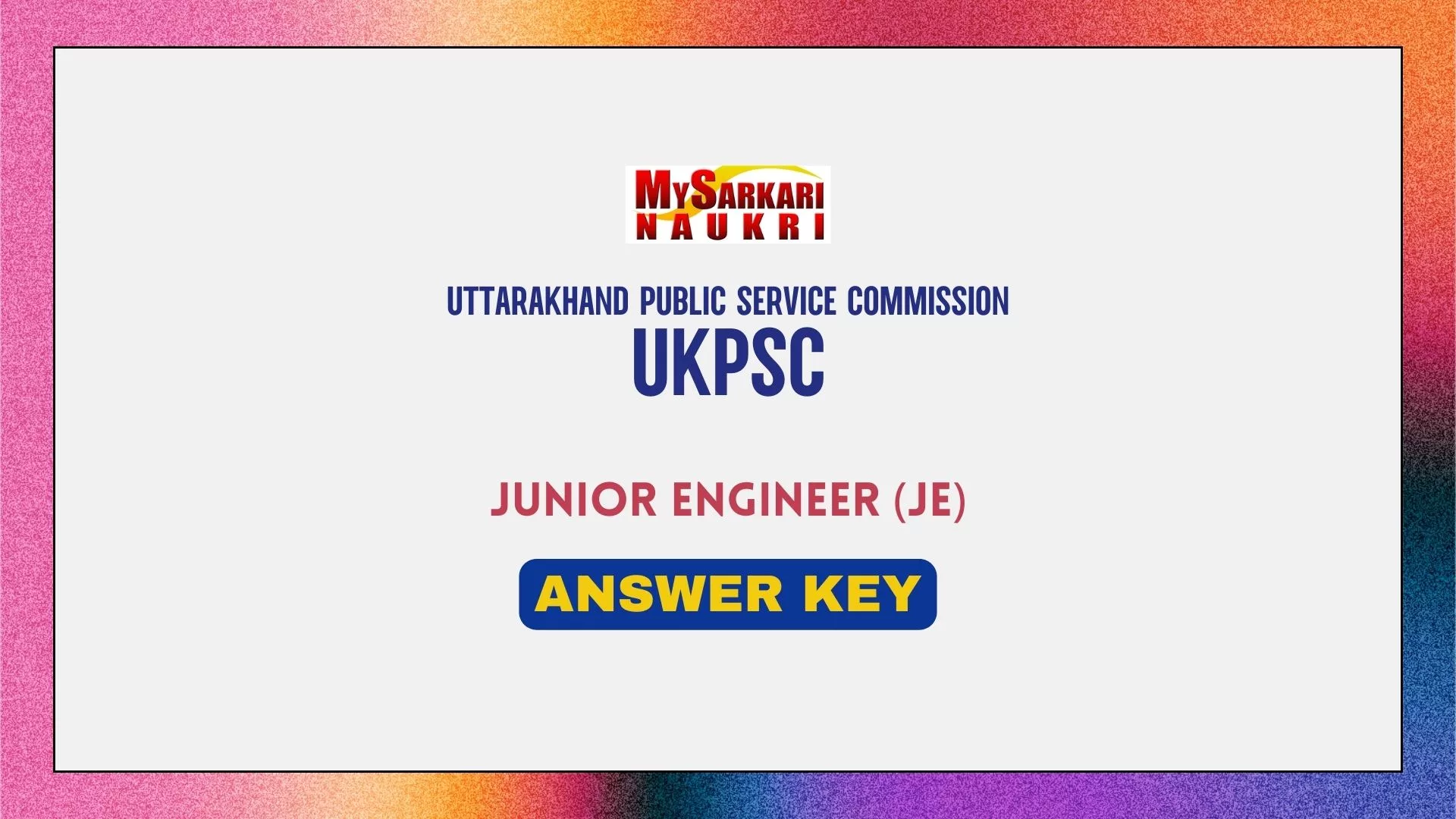 UKPSC JE Answer Key