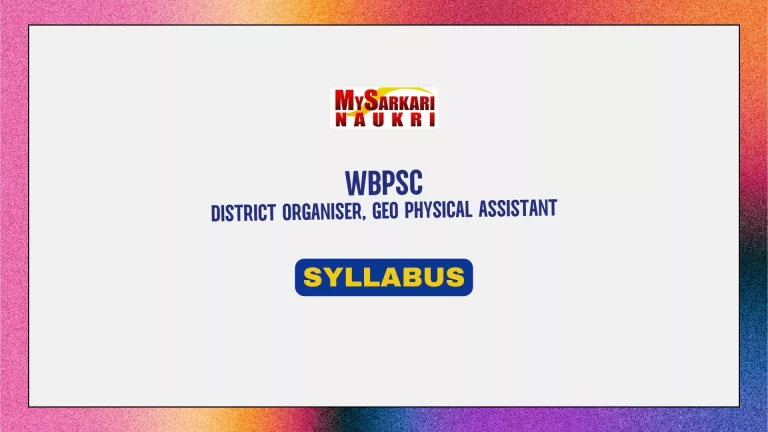 WBPSC District Organiser Syllabus
