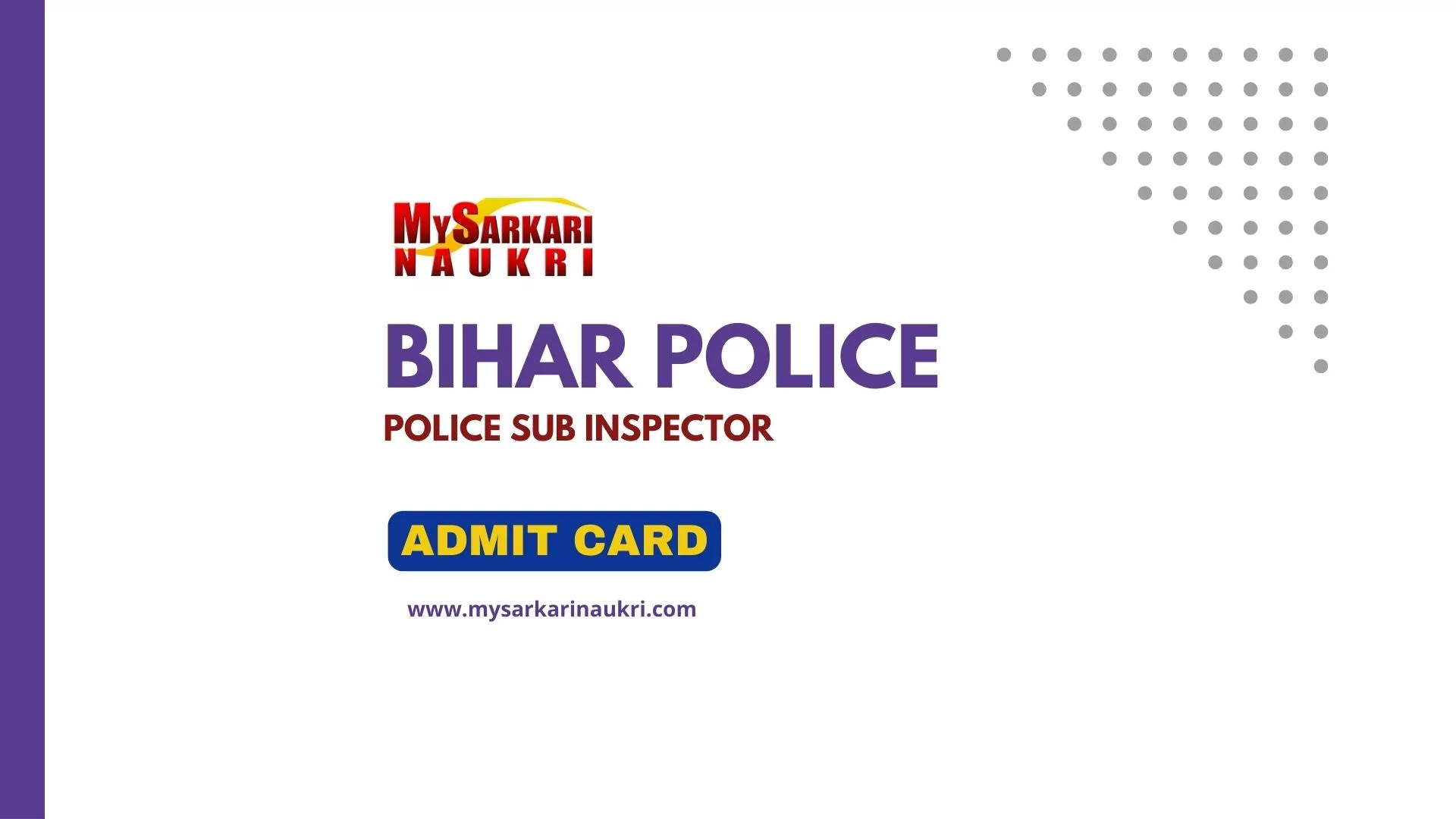 Bihar Police SI Admit Card