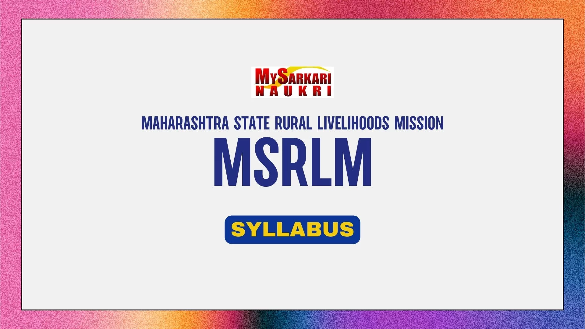 MSRLM Syllabus