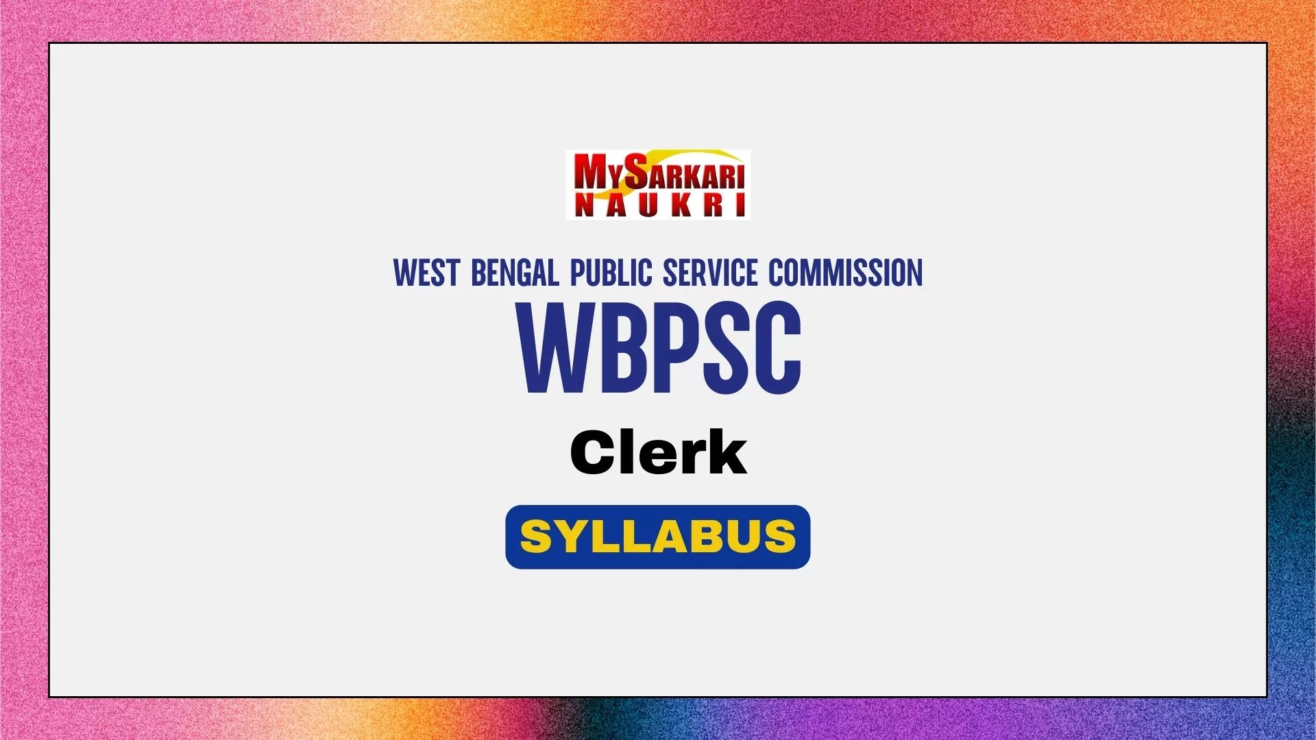 WBPSC Clerk Syllabus