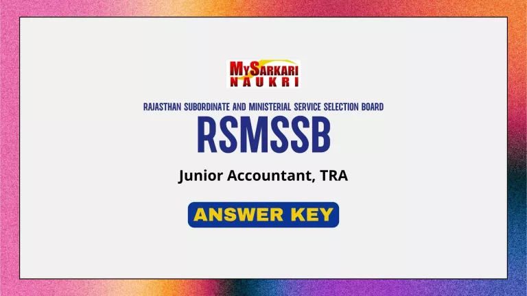 RSMSSB Junior Accountant, TRA Answer Key