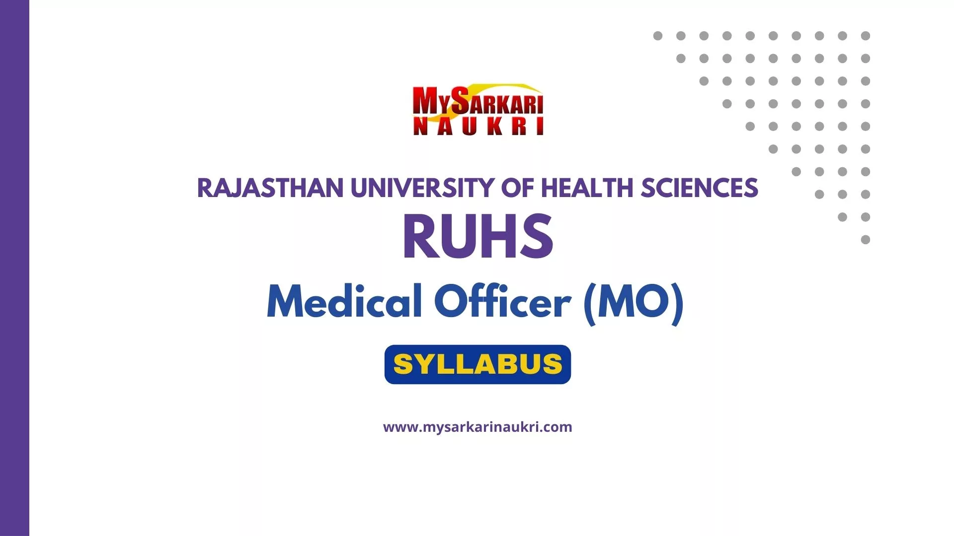 RUHS Medical Officer Syllabus