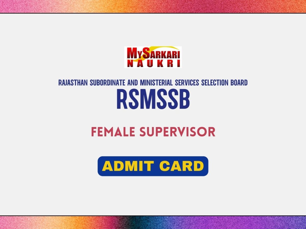 RSMSSB Female Supervisor Admit Card