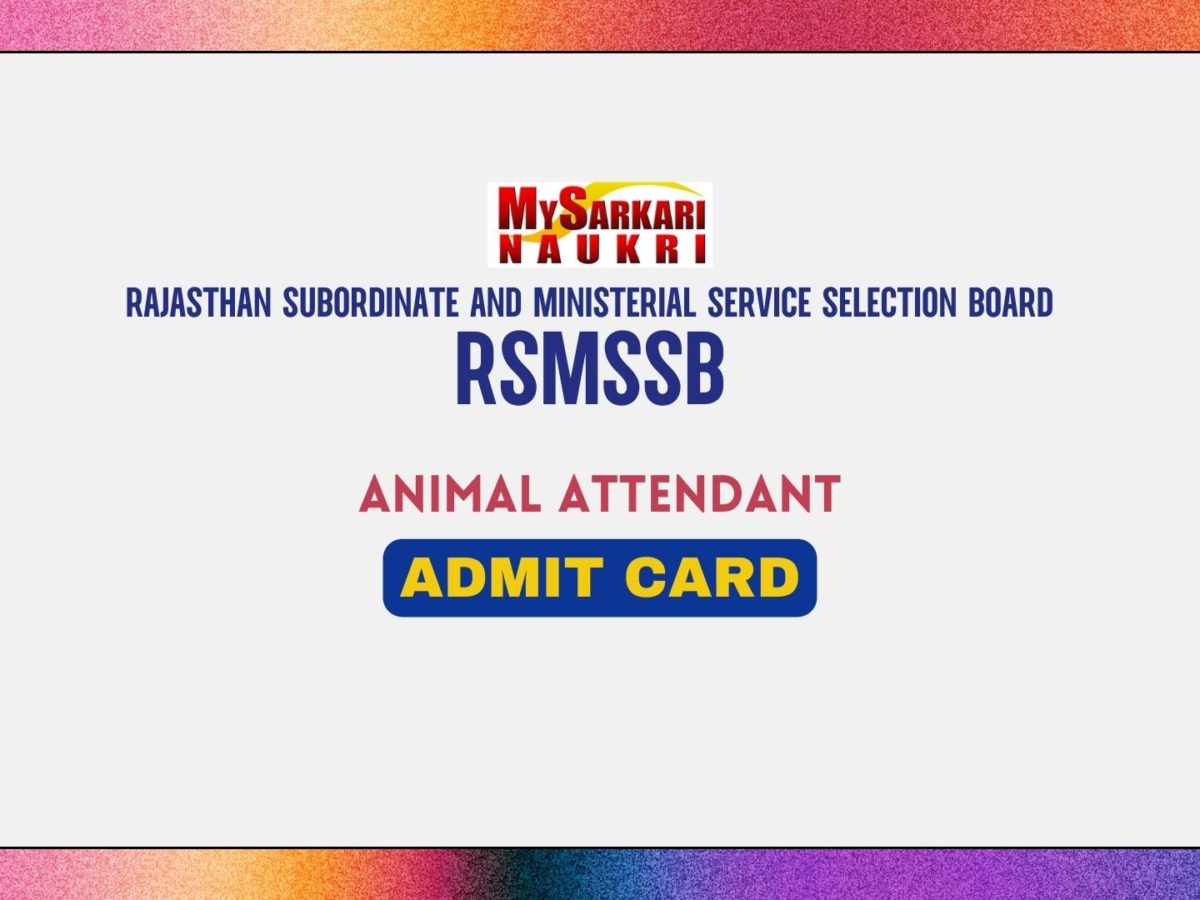 Rajasthan Animal Attendant Admit Card