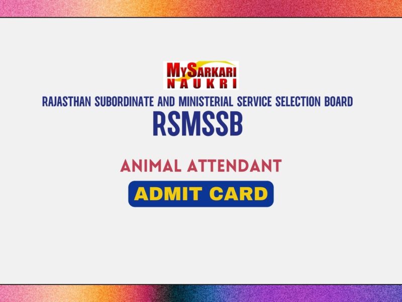 Rajasthan Animal Attendant Admit Card