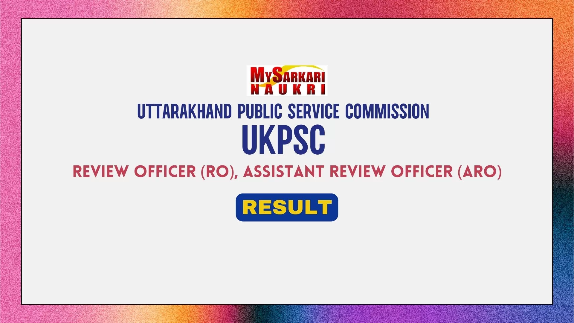 UKPSC RO ARO Result