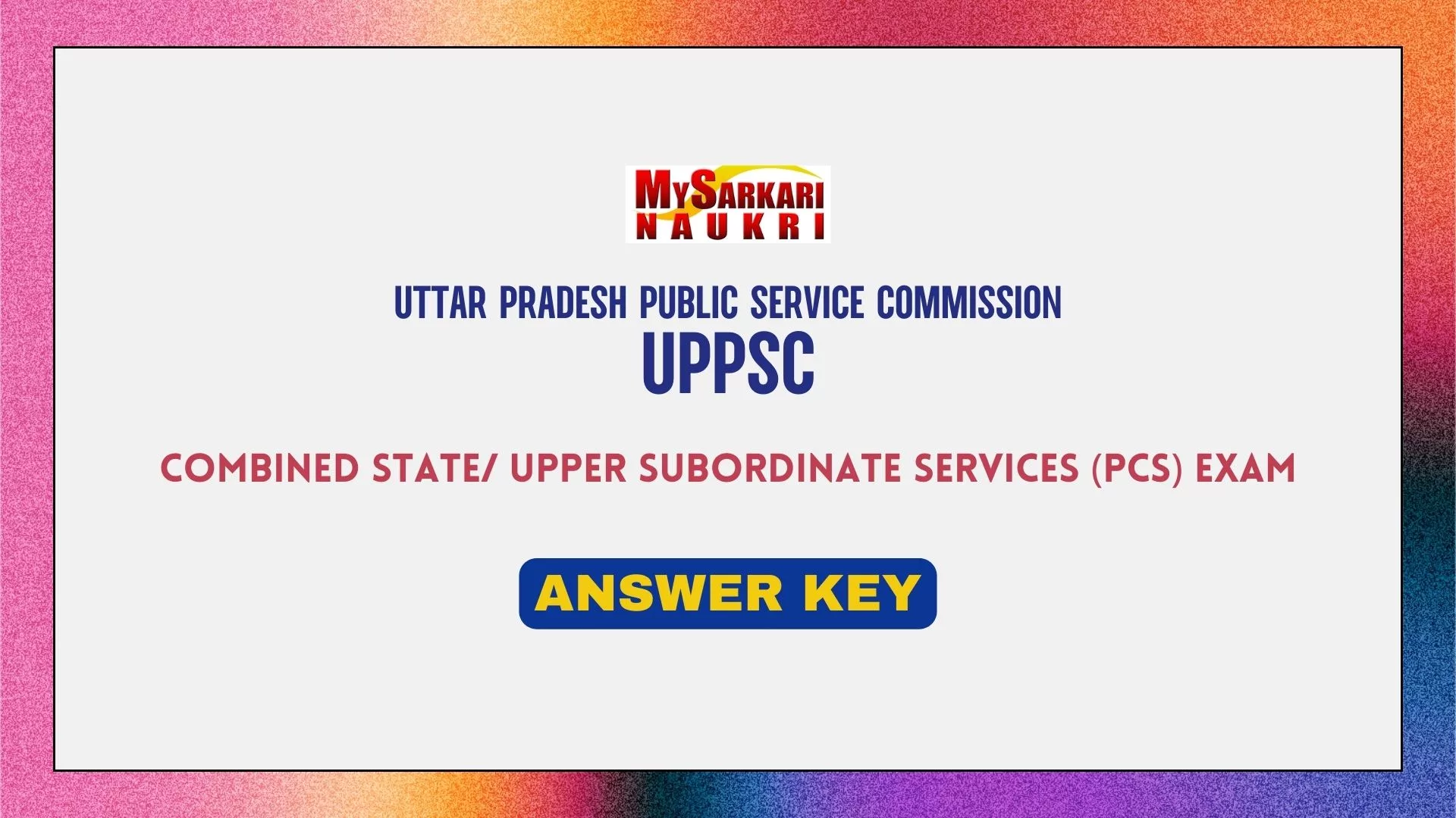 UPPSC PCS Prelims Answer Key