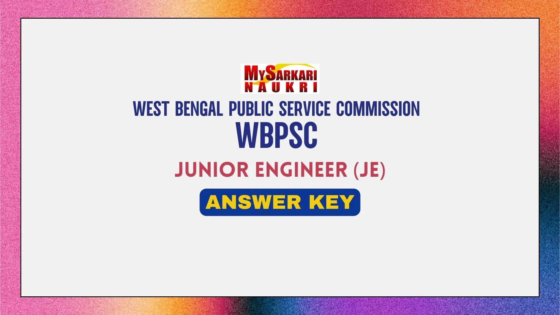 WBPSC JE Final Answer Key