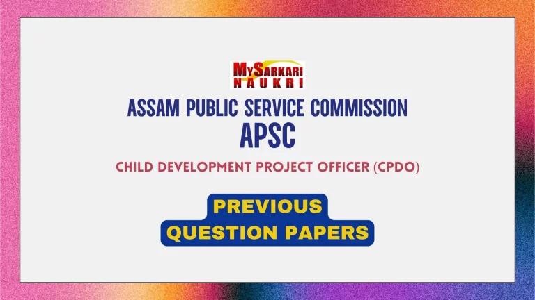 APSC CDPO Previous Question Papers