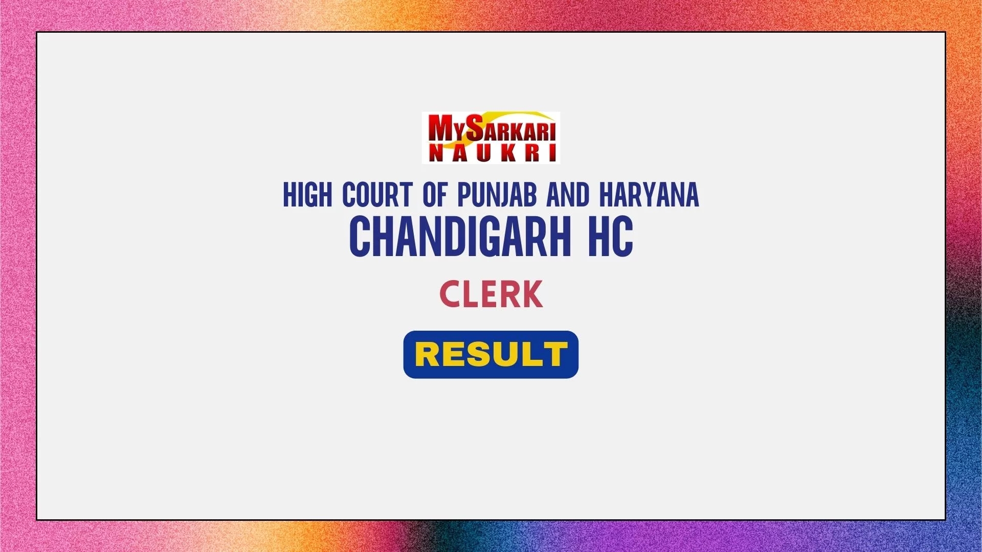 Chandigarh HC Clerk Result