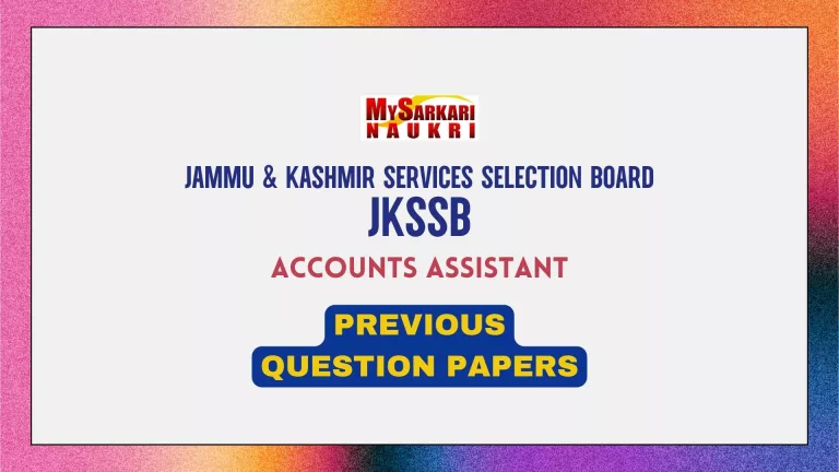 JKSSB Accounts Assistant Previous Question Papers