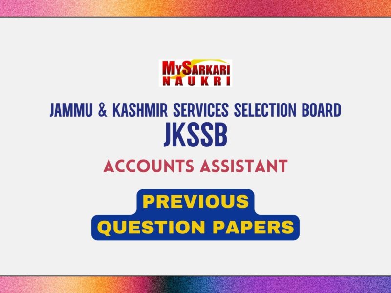 JKSSB Accounts Assistant Previous Question Papers
