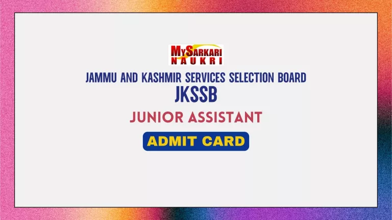 JKSSB Junior Assistant Admit Card