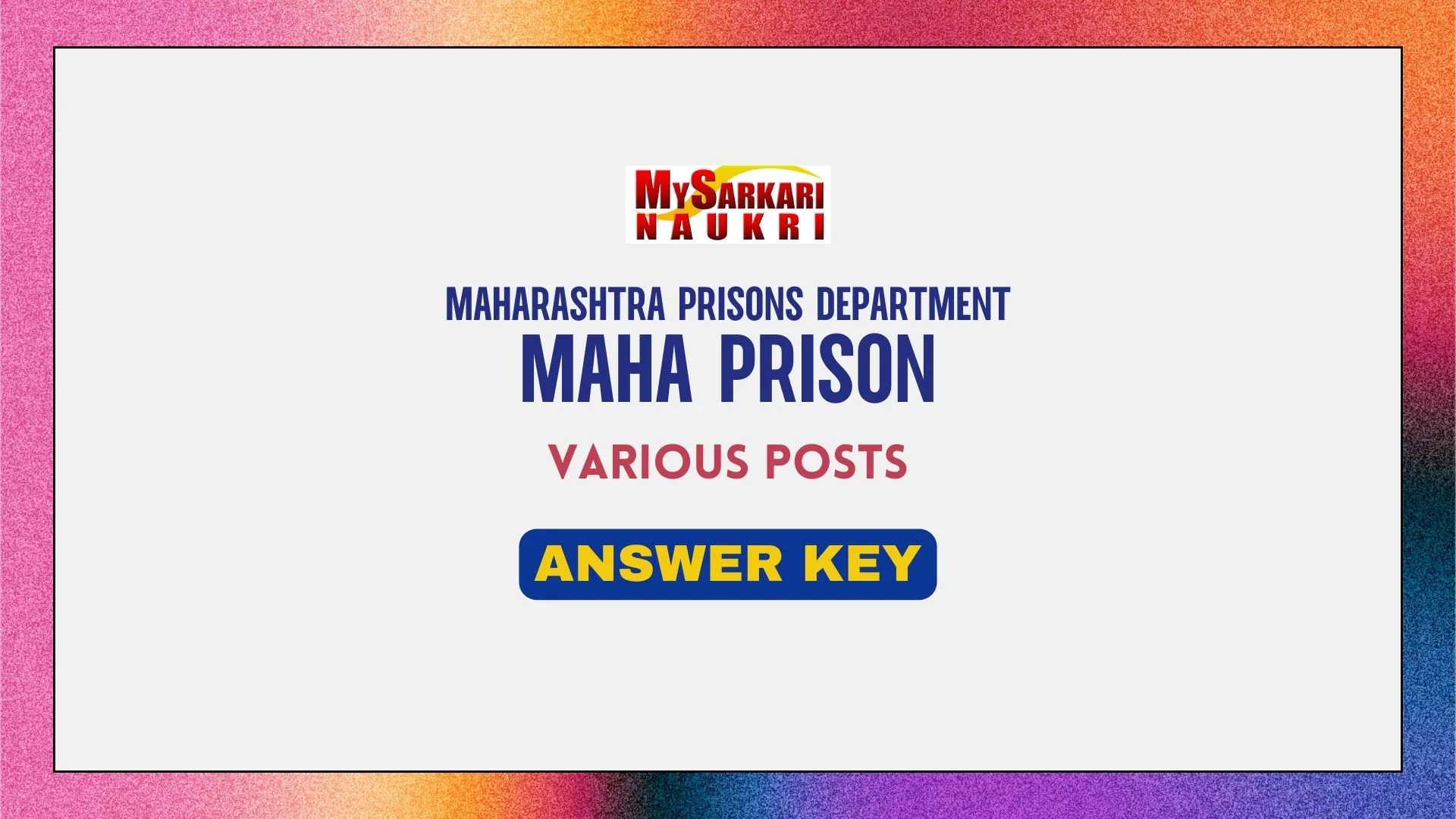 Maha Prison Answer Key