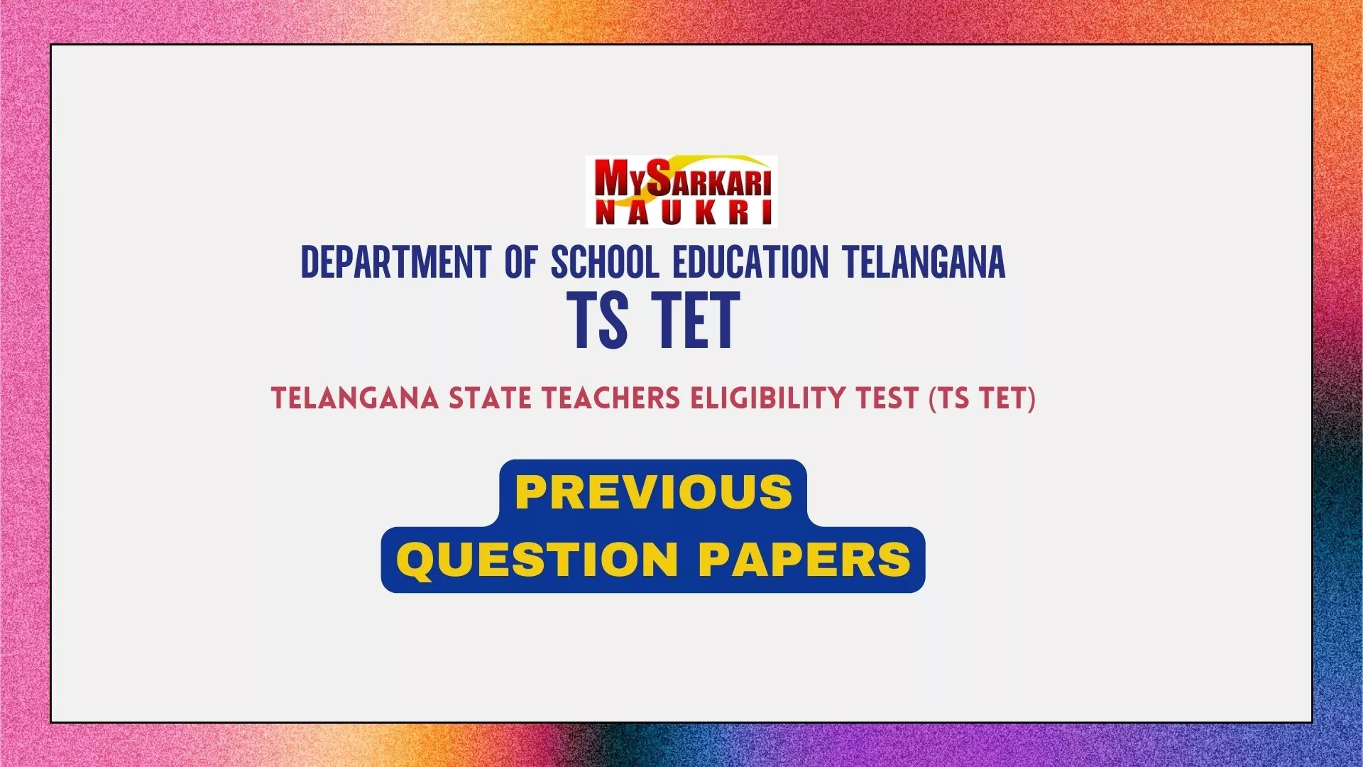 TS TET Previous Question Papers