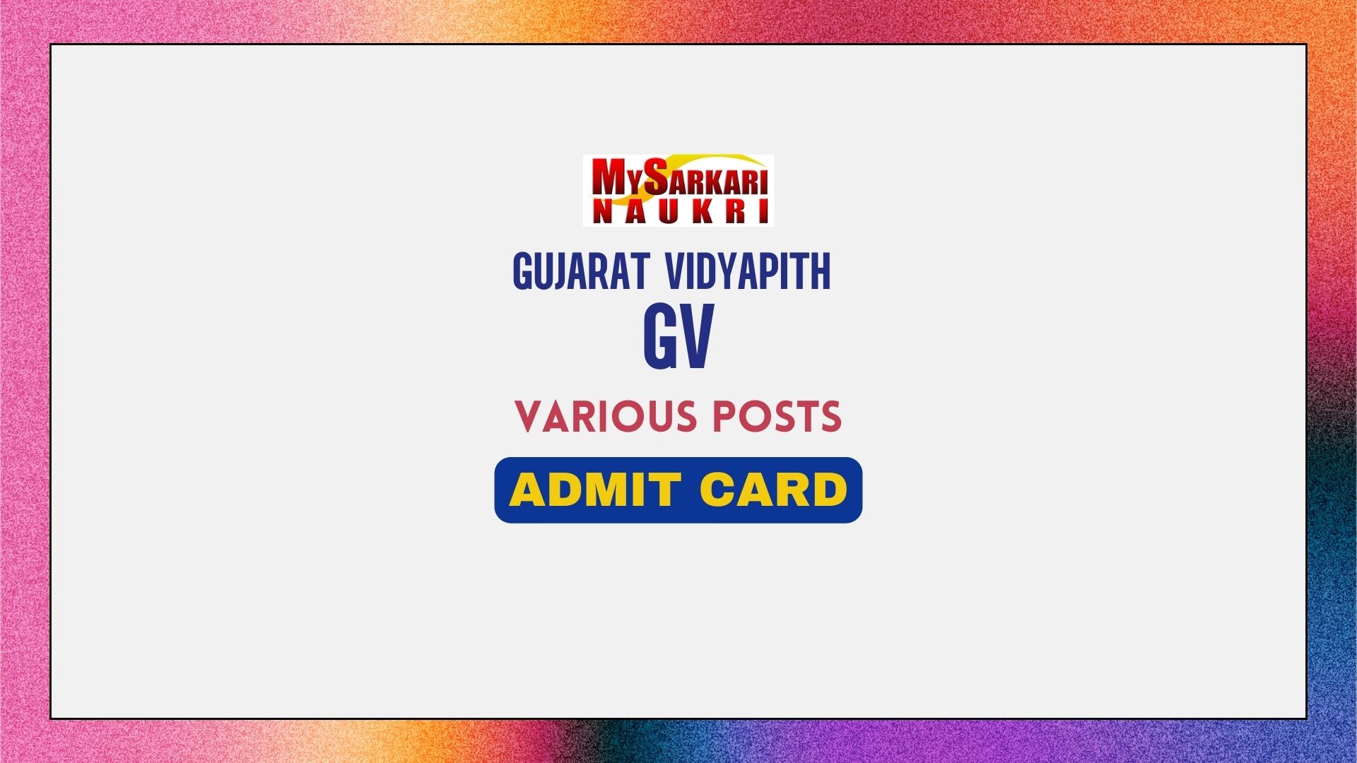 Gujarat Vidyapith Admit Card