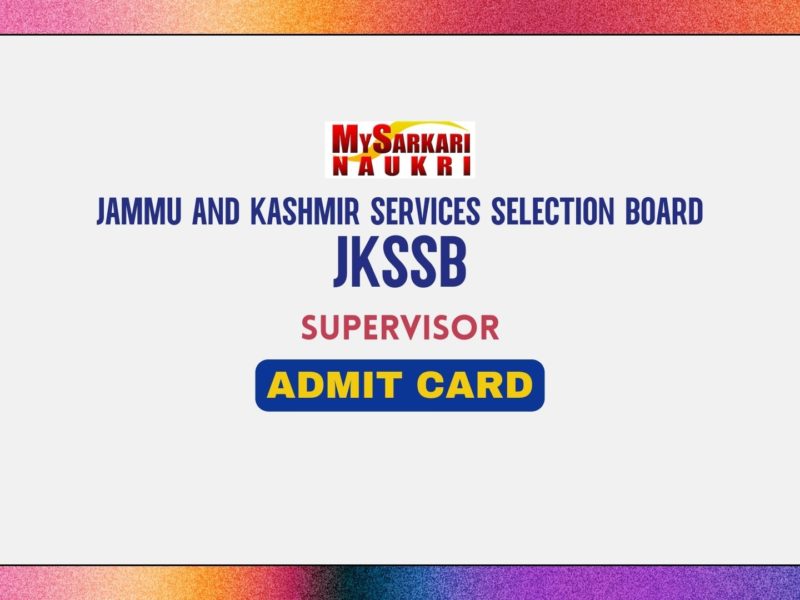 JKSSB Supervisor Admit Card