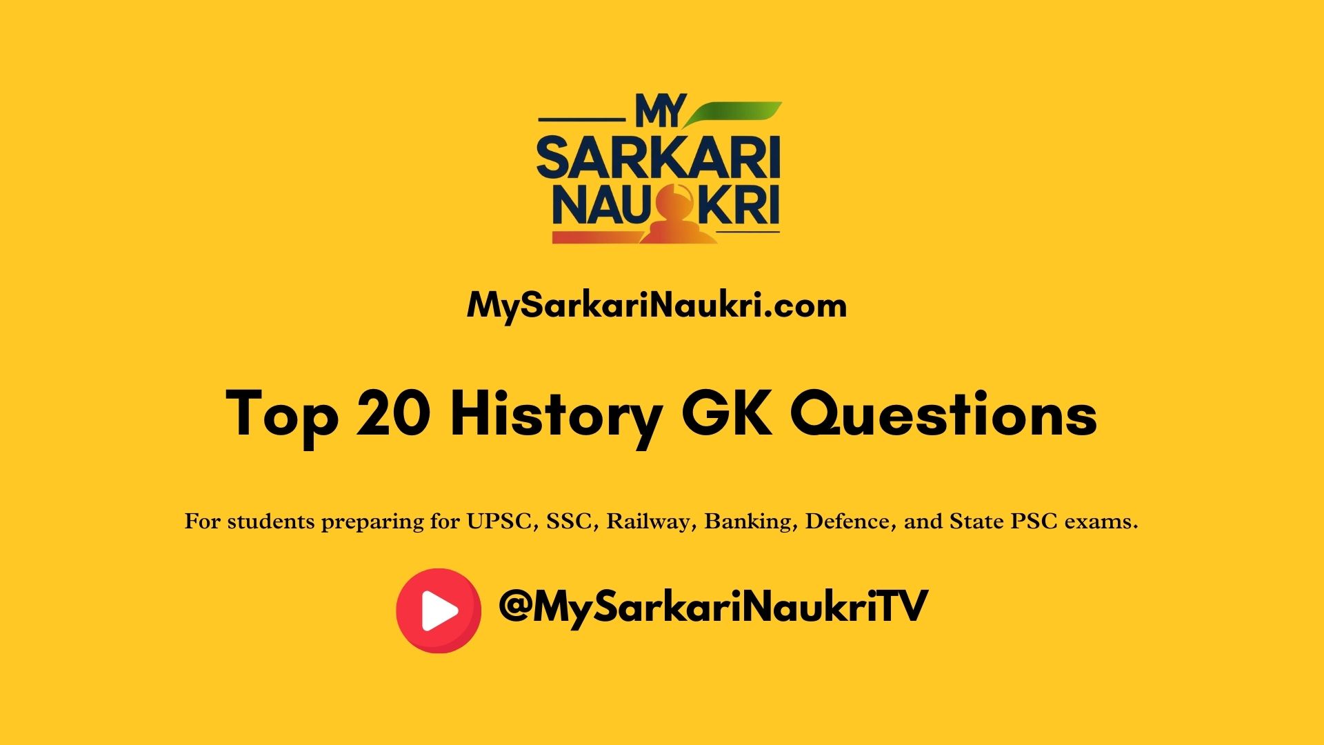 Top 20 History GK Questions - MySarkariNaukri Quiz