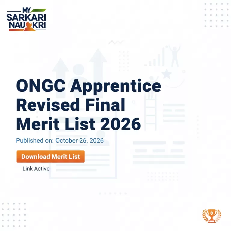 ONGC Apprentice Revised Final Merit List 2026