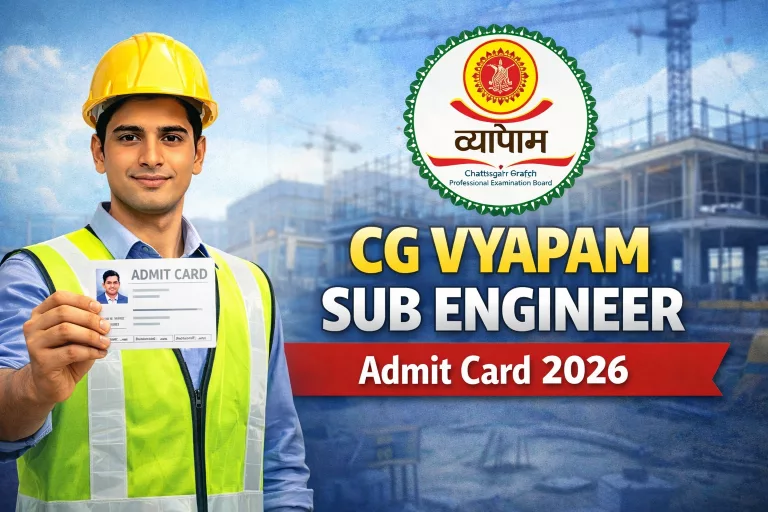 CG Vyapam Sub Engineer Admit Card 2026