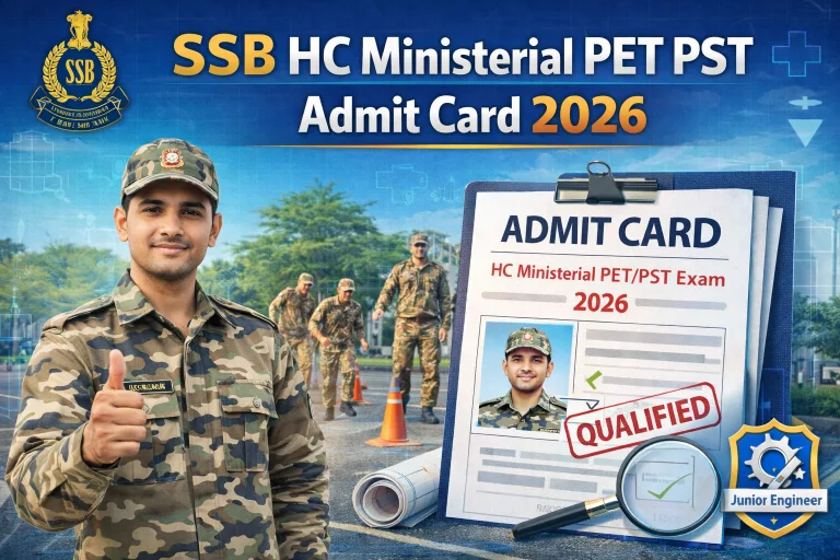 SSB HC Ministerial PET PST Admit Card 2026