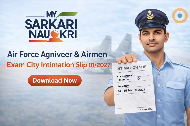 Air Force Agniveer & Airmen Exam City Intimation Slip 01/2027
