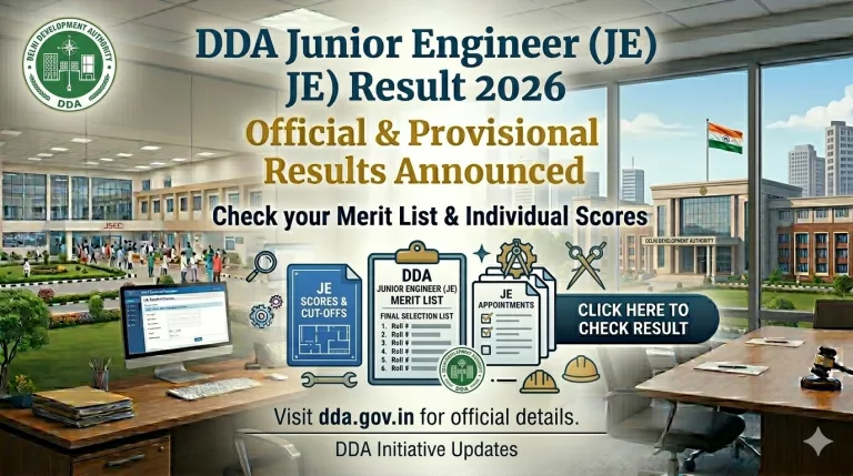 DDA Junior Engineer Result 2026