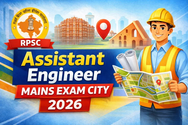 RPSC Assistant Engineer Mains Exam City Intimation Slip 2026