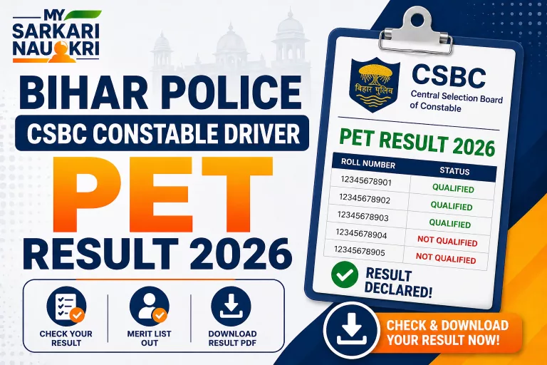 Bihar Police CSBC Constable Driver PET Result 2026