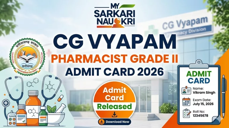 CG Vyapam Pharmacist Grade II Admit Card 2026