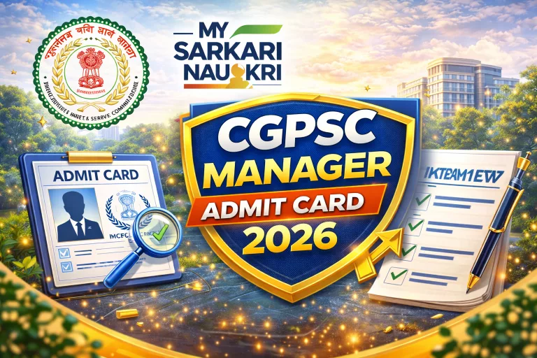 CGPSC Manager Admit Card 2026