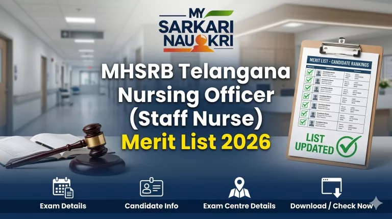 MHSRB Telangana Nursing Officer (Staff Nurse) Merit List 2026