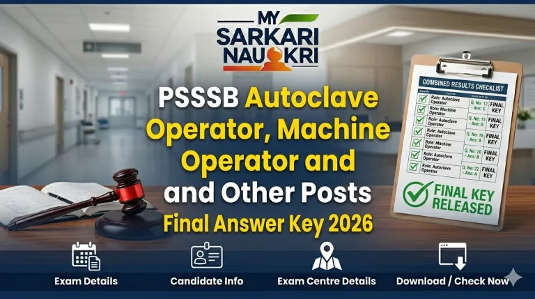 PSSSB Autoclave Operator, Machine Operator and Other Posts Final Answer Key 2026