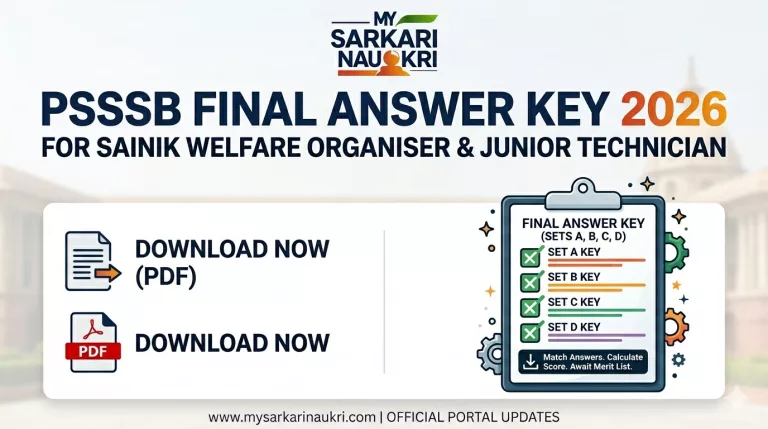 PSSSB Sainik Welfare Organiser Junior Technician Final Answer Key 2026
