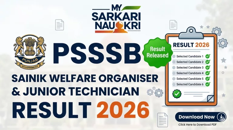 PSSSB Sainik Welfare Organiser & Junior Technician Result 2026