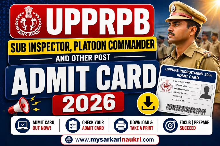 UPPRPB Sub Inspector, Platoon Commander and Other Post Admit Card 2026