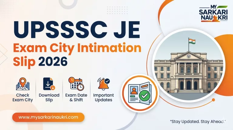UPSSSC JE Exam City Intimation Slip 2026