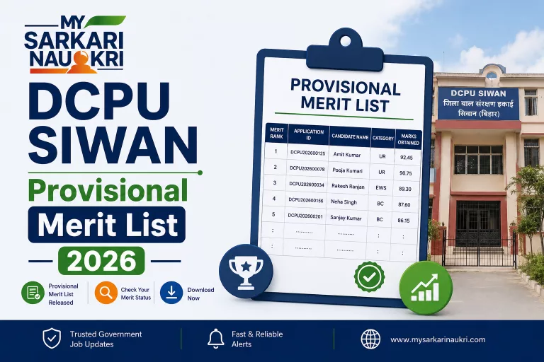 DCPU Siwan Provisional Merit List 2026