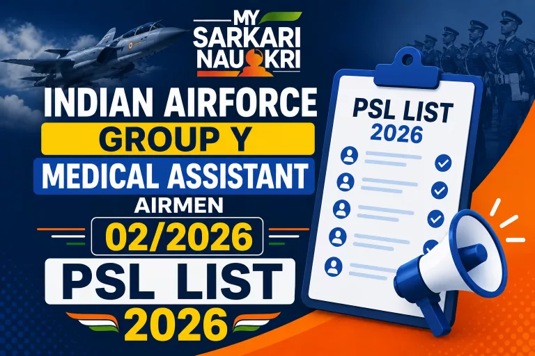 Indian Airforce Group Y Medical Assistant Airmen 02/2026 PSL List 2026