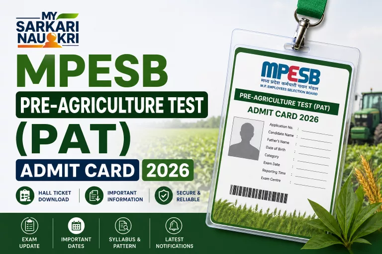 MPESB Pre-Agriculture Test (PAT) Admit Card 2026