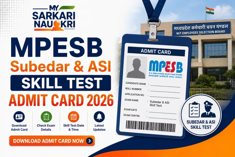 MPESB Subedar & ASI Skill Test Admit Card 2026