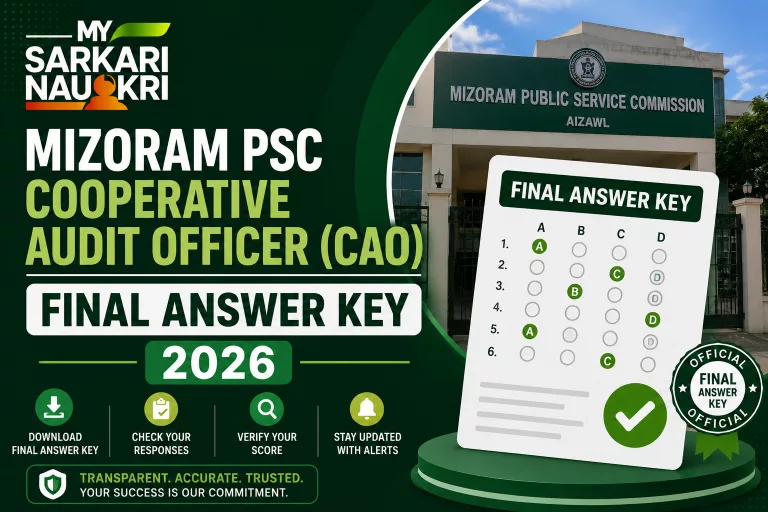 Mizoram PSC Cooperative Audit Officer (CAO) Final Answer Key 2026