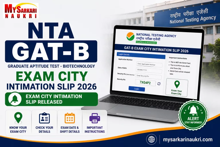 NTA GAT B Exam City Intimation Slip 2026