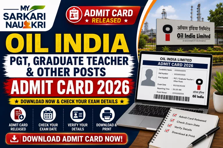OIL India PGT, Graduate Teacher and Other Posts Admit Card 2026