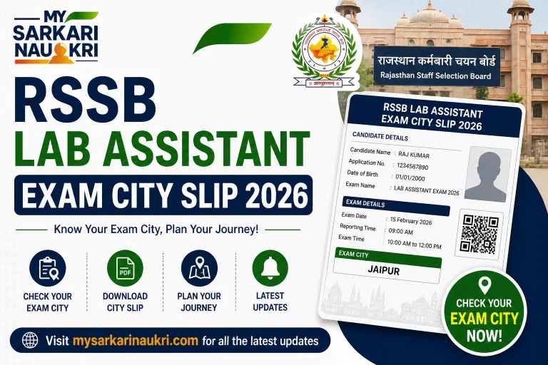 RSSB Lab Assistant Exam City Slip 2026