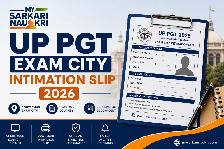 UP PGT Exam City Intimation Slip 2026