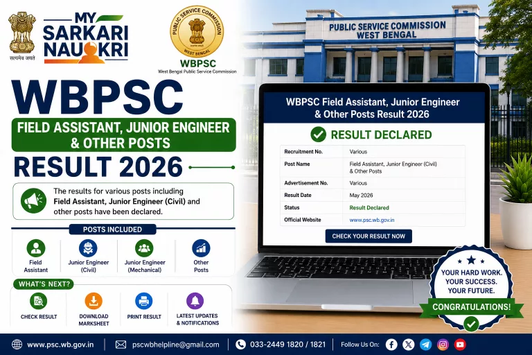 WBPSC Field Assistant, Junior Engineer & Other Posts Result 2026