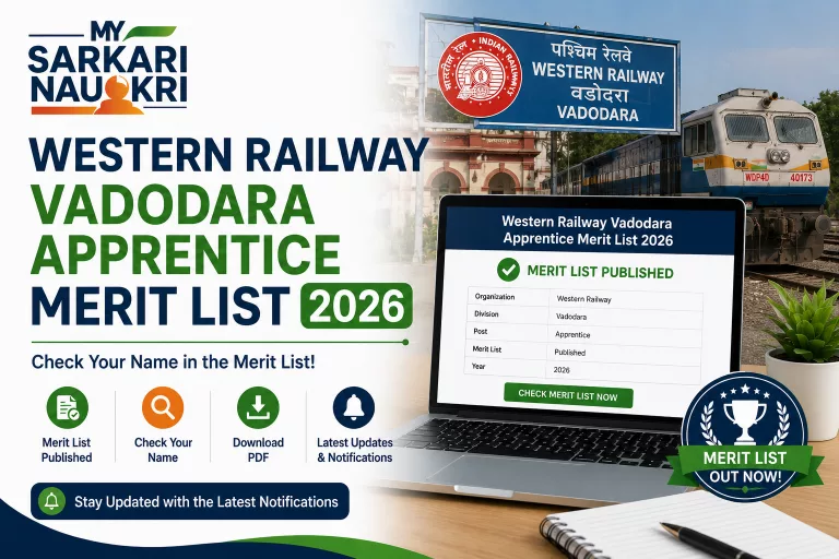 Western Railway Vadodara Apprentice Merit List 2026